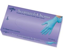 Accutouch Chemo Powder-Free Blue Nitrile Exam Gloves, Size L