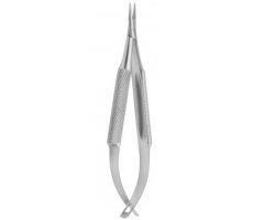 5" (12.7 cm) Long Curved 10 mm Jaw Troutman Micro Needle Holder with Lock