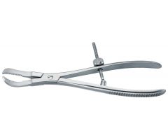 Orthopedic Reduction Forceps with Serrated Jaw,Small,Curved,Screw,7"