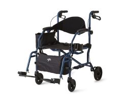 Medline Translator Combination Transport Chair and Rollator, 18" Wide Seat, Blue