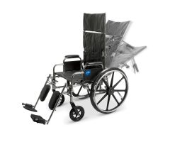 Excel Reclining Wheelchair with Removable Desk-Length Arms and Elevating Leg Rests, 350 lb. Weight Capacity, 22" Width