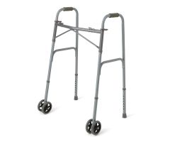 Adult Bariatric Folding Walker, 2 Button, 600 lb. Capacity, Basic Steel, with Wheels