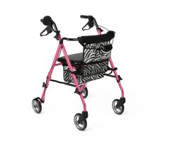Posh Rollator with 6" Wheels, Pink with Zebra Print Bag