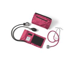 Dual-Head Stethoscope and Handheld Aneroid Sphygmomanometer Combination Kit, Adult, Magenta