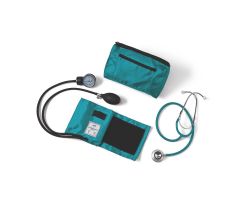 Dual-Head Stethoscope and Handheld Aneroid Sphygmomanometer Combination Kit, Adult, Teal