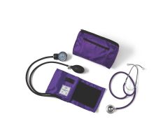 Dual-Head Stethoscope and Handheld Aneroid Sphygmomanometer Combination Kit, Adult, Purple