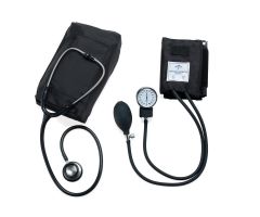 Handheld Aneroid with Stainless Steel Stethoscope, Black, Adult
