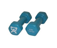Vinyl-Coated Iron Dumbbell, 4 lb., Light Blue, Pair