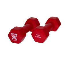 Vinyl-Coated Iron Dumbbell, 6 lb., Red, Pair