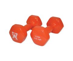 Vinyl-Coated Iron Dumbbell, 10 lb., Orange, Pair
