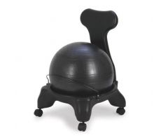 Ball Chair with Back, Plastic, Mobile, Adult, Black