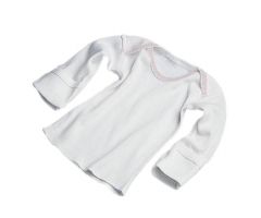 Baby Slipover Shirt with Mitten Cuffs, White, 3 Month