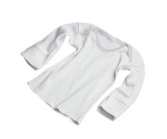Baby Slipover Shirt with Mitten Cuffs, White, 6 Month