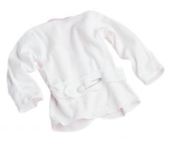 Baby Pin-Back Shirt with Mitten Cuffs, White