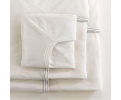 Crib Sheet, Soft-Fit Knitted, Jersey Knit, White with Brown Elastic, 55% Cotton/45% Polyester, 27" x 50" x 10", 60/Case