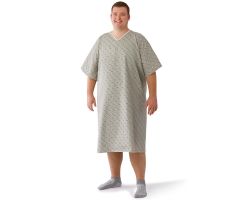 Patient IV Gown with IV Sleeve, Side Ties, Plastic Snaps, Gray Triangle Design, Size 10XL