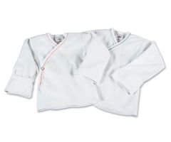 Preemie Snapside Baby Shirt, Mitten Cuff, White
