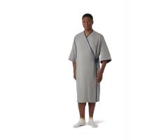 Micro-Suede Patient Robe, Gray with Navy Trim, One Size Fits Most