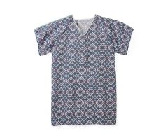 IV Gown with Metal Snaps, Modern Blue Print, Size 5XL