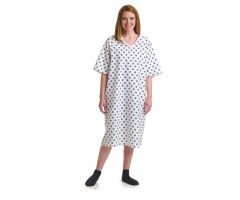 Patient Gown with Overlap Back and Back Snap Closures, Snowflake Print