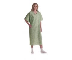 Patient IV Gown, Angle Back with Pocket, Cascade Print, One Size Fits Most