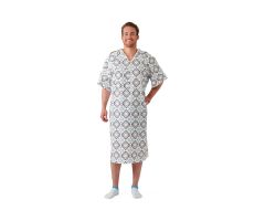 Patient IV Gown with IV Sleeve Side Ties, Metal Snaps, Modern, White, One Size Fits Most