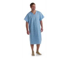 Patient Gown with Angle Back and Side Ties, Cascade Blue Print, One Size Fits Most