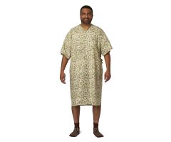 PolyBright IV Patient Gown, Sage and Beige, One Size Fits Most