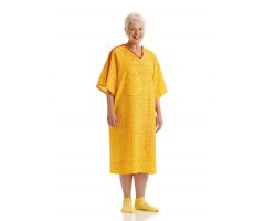 PerforMAX IV Patient Gown with Stainless Steel Snap Detail, Fall Risk Management, Yellow, One Size Fits Most