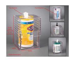 Universal Wipe Cannister Holder-Locking, Adjustable, [4ea: 10-32x7/16,10-32 Sqnut INST]VHB Tape, Padlock