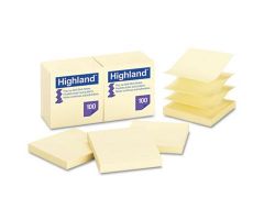 Highland Yellow 3" x 3" Pop-Up 100-Sheet Adhesive Notes