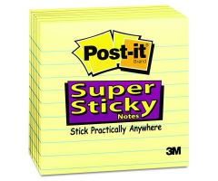 Post-it Canary Yellow 4" x 4" Ruled 90-Sheet Adhesive Notes