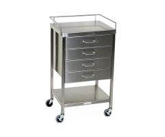 Utility Table, Four Drawer, 3 Sided Guardrail