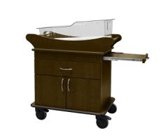 Bassinet with 1 Drawer, 1 Cabinet and Pullout Table, Chocolate Pear