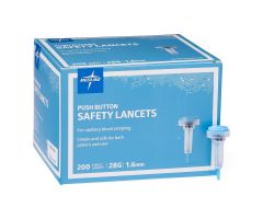 Safety Lancet with Push-Button Activation, 28G x 1.6 mm
