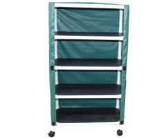 MJM Mini Shelved Carts - 4 Shelf, Linen, Mesh, Forest Green