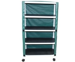 MJM Mini Shelved Carts - 4 Shelf, Linen, Vinyl, Forest Green