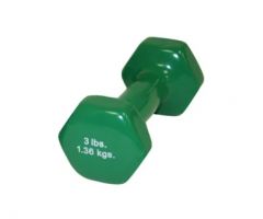 CanDo Vinyl-Coated Cast Iron Dumbbells, 3 lbs., Individual