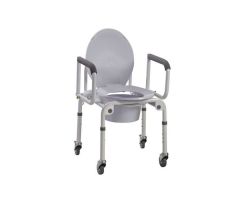 Drive Steel Drop Arm Commode with Wheels & Padded Arms