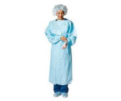 Blue Polyethylene Film Gown, Over-the-Head, Tapered Thumb Loop, Open-Back, Size XL