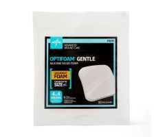 Optifoam Gentle Silicone-Faced Foam Dressing, 4" x 4", in Educational Packaging
