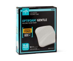 Optifoam Gentle Silicone-Faced Foam Dressing in Educational Packaging, 6" x 6"