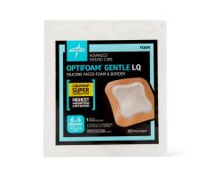 Optifoam Gentle Silicone-Faced Foam Dressing with Liquitrap Super Absorbent Core, 6" x 6", in Educational Packaging