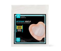 Optifoam Gentle Silicone-Faced Foam Dressing with Liquitrap Super Absorbent Core, 7" x 7", Sacrum, in Educational Packaging