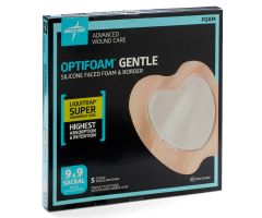 Optifoam Gentle Silicone-Faced Foam Dressing with Liquitrap Super Absorbent Core, 9" x 9", Sacrum, in Educational Packaging