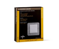 Sterile Bordered Gauze Adhesive Island Wound Dressing, 4" x 4" with 2.5" x 2.5" Pad