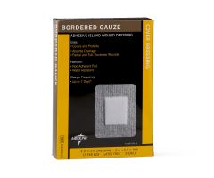 Sterile Bordered Gauze Adhesive Island Wound Dressing, 4" x 5" with 2" x 2.5" Pad