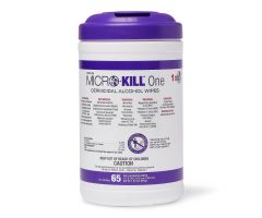 Medline Micro-Kill One Germicidal Alcohol Wipes, Reclosable Canister, 65-Count, 7" x 15"