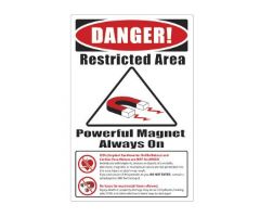 MRI Warning Sign, "Items not allowed" in MRI room, Plastic, .050 Thick, English 12" x 18"