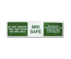 MRI Sticker, 1.5" X 6", "Non Magnetic, MRI Safe, Do not Remove Item from the MRI Area", Medium, Set of 100. Green